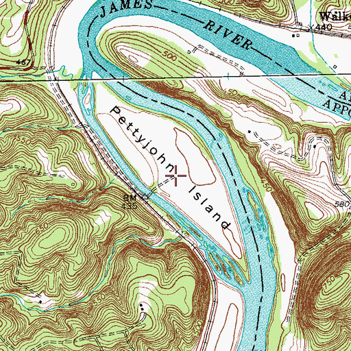 Topographic Map of Pettyjohn Island, VA