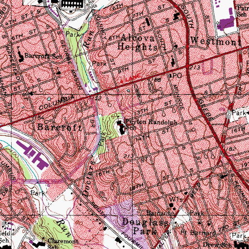 Topographic Map of Randolph Elementary School, VA