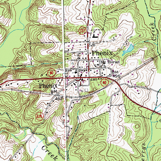 Topographic Map of Phenix, VA