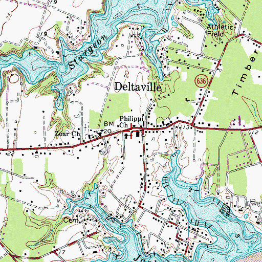 Topographic Map of Philippi Church, VA
