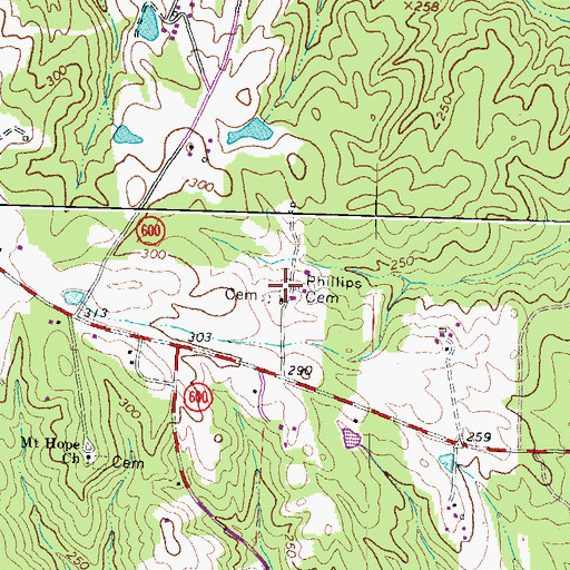 Topographic Map of Phillips Cemetery, VA