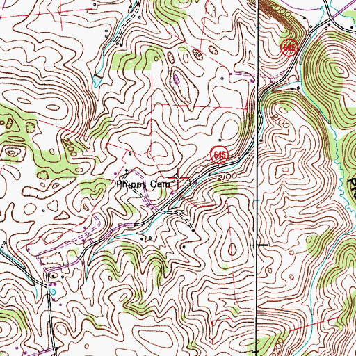 Topographic Map of Phipps Cemetery, VA