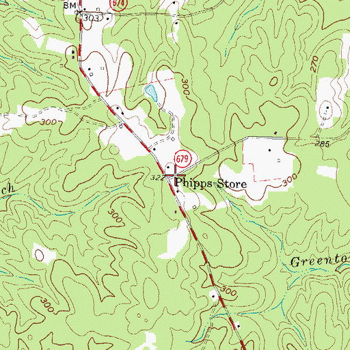 Topographic Map of Phipps Store, VA