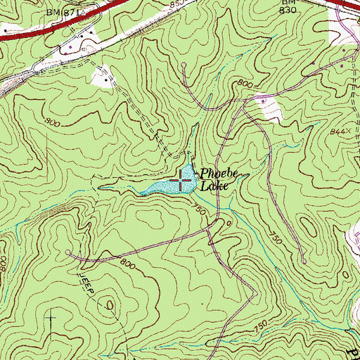 Topographic Map of Phoebe Lake, VA