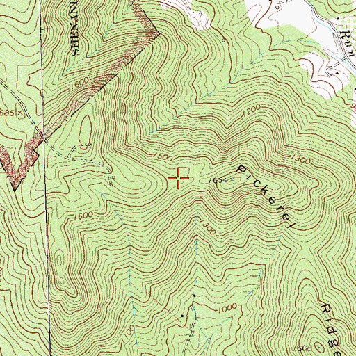 Topographic Map of Pickerel Ridge, VA