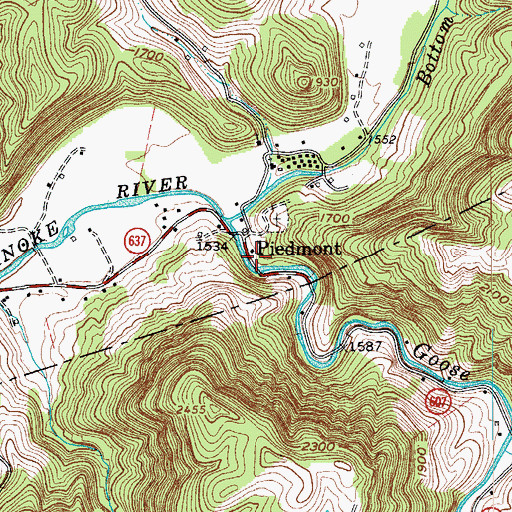 Topographic Map of Piedmont, VA