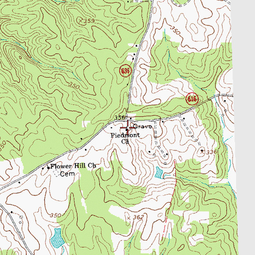 Topographic Map of Piedmont Church, VA