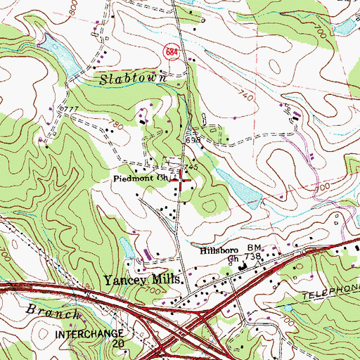 Topographic Map of Piedmont Church, VA