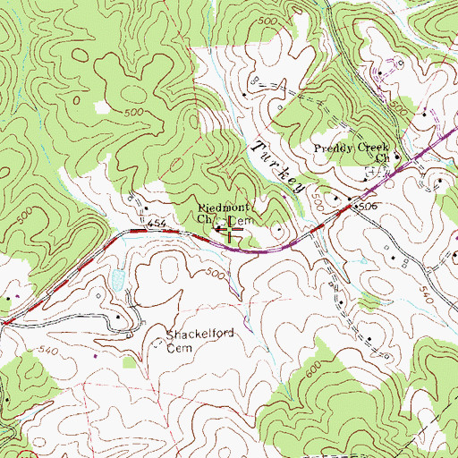 Topographic Map of Piedmont Church, VA