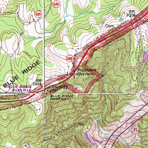Topographic Map of Piedmont Overlook, VA