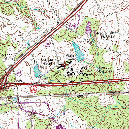 Topographic Map of Piedmont Geriatric Hospital, VA