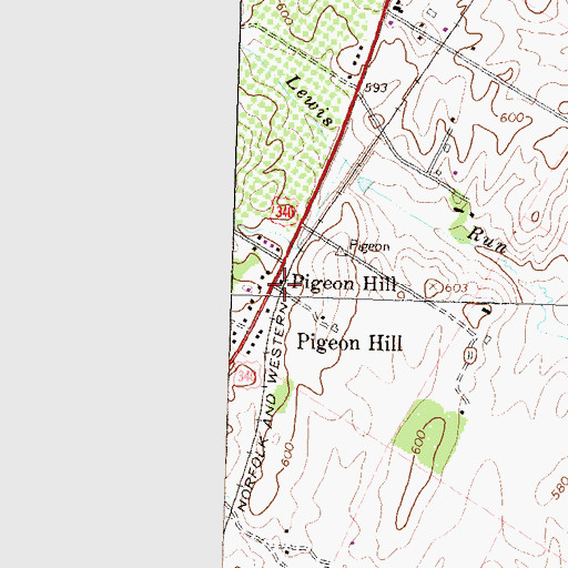 Topographic Map of Pigeon Hill, VA