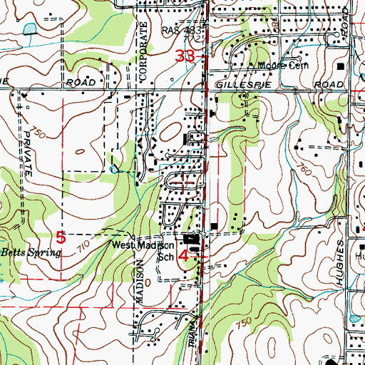 Topographic Map of Rolling Woods, AL