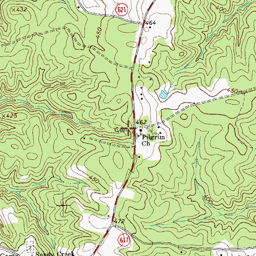 Topographic Map of Pilgrim Church, VA