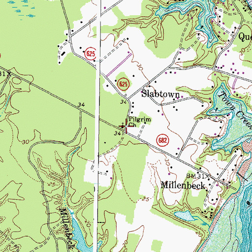 Topographic Map of Pilgrim Church, VA