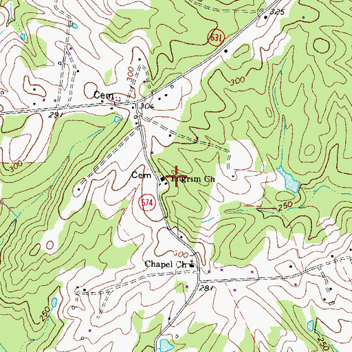 Topographic Map of Pilgrim Church, VA