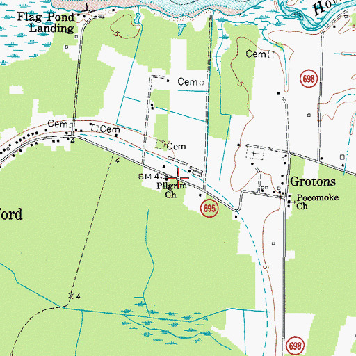 Topographic Map of Pilgrim Church, VA