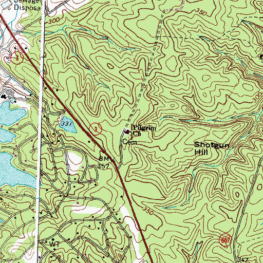 Topographic Map of Pilgrim Church, VA