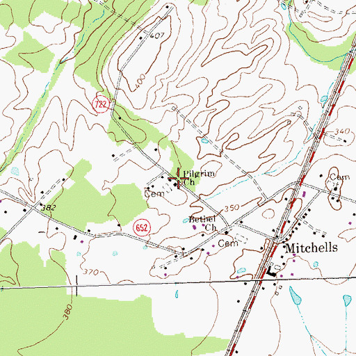 Topographic Map of Pilgrim Church, VA