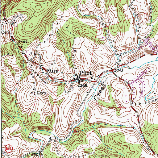Topographic Map of Pilot, VA