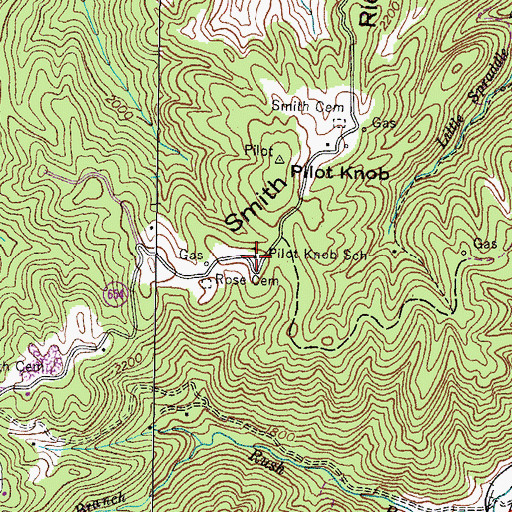 Topographic Map of Pilot Knob School, VA