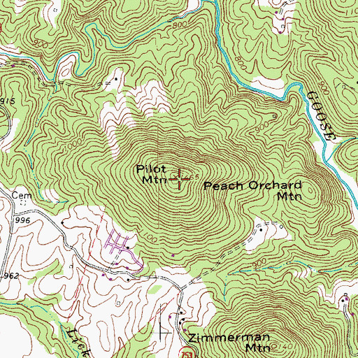 Topographic Map of Pilot Mountain, VA