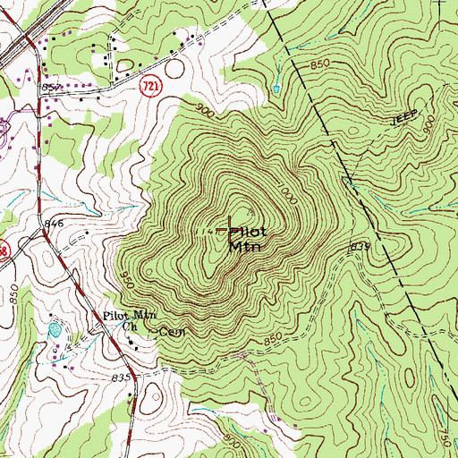 Topographic Map of Pilot Mountain, VA