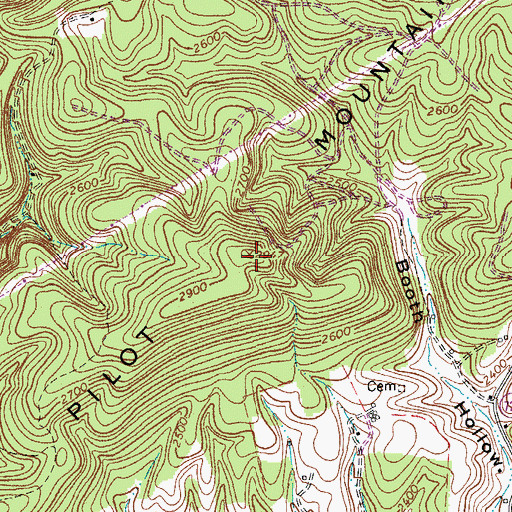 Topographic Map of Pilot Mountain, VA