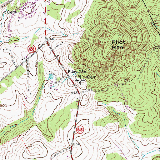 Topographic Map of Pilot Mountain Church, VA