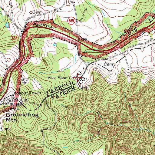 Topographic Map of Pilot View Church, VA