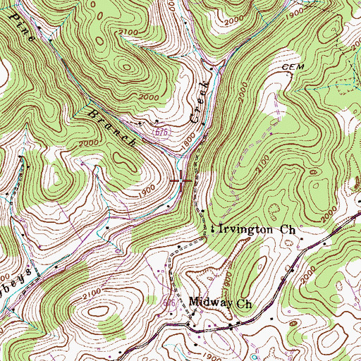 Topographic Map of Pine Branch, VA