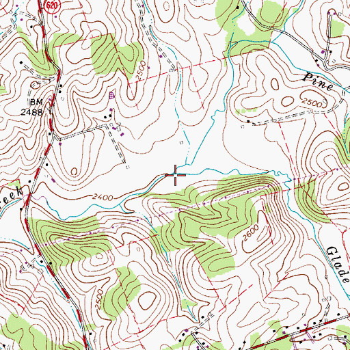 Topographic Map of Pine Branch, VA