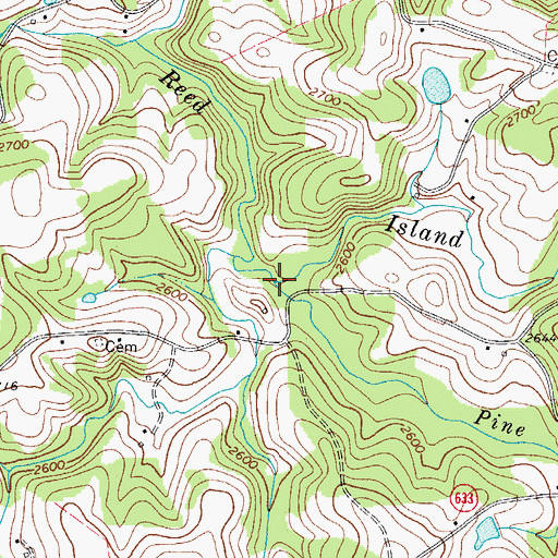 Topographic Map of Pine Creek, VA