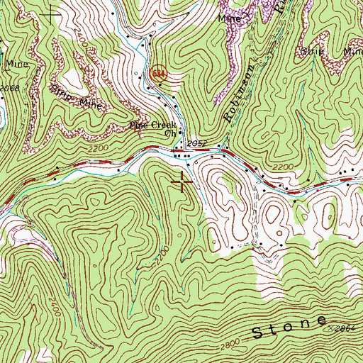 Topographic Map of Pine Creek, VA