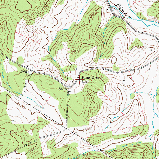 Topographic Map of Pine Creek Church, VA