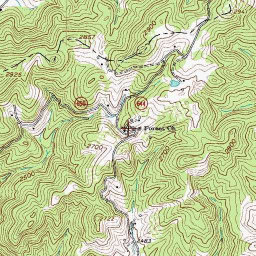 Topographic Map of Pine Forest Church, VA