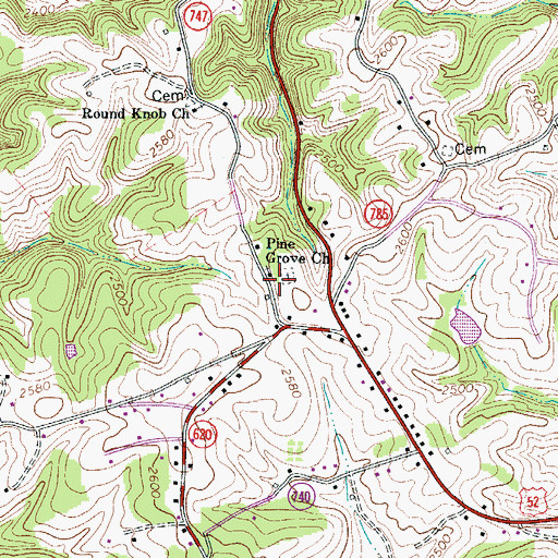 Topographic Map of Pine Grove Church, VA