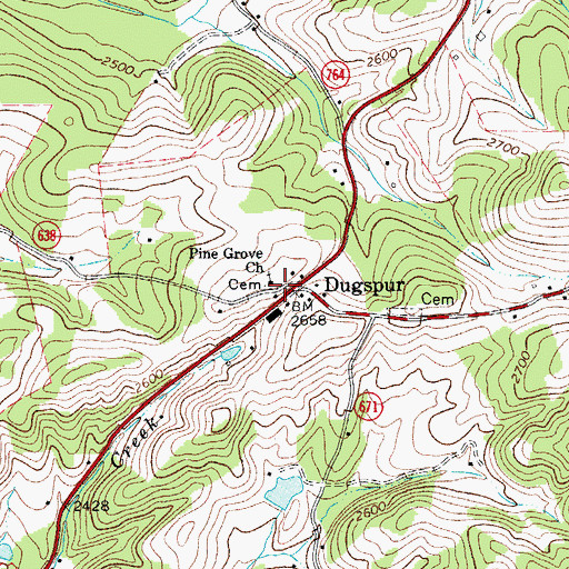 Topographic Map of Pine Grove Church, VA