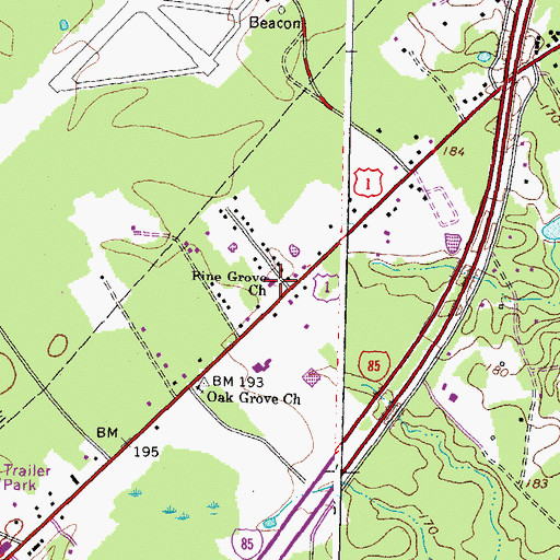 Topographic Map of Pine Grove Church, VA