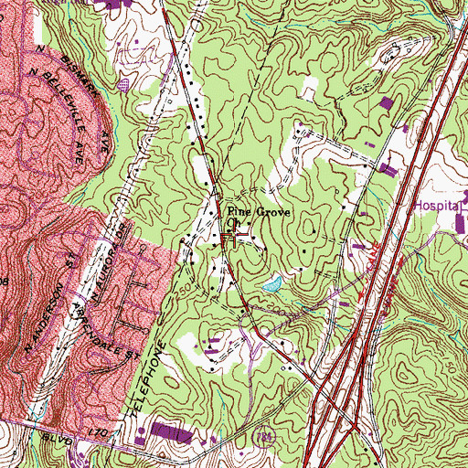 Topographic Map of Pine Grove Church, VA