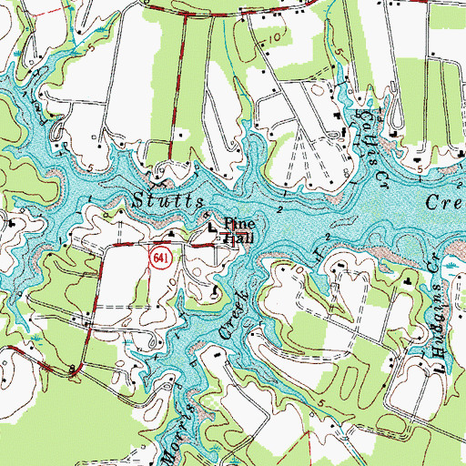 Topographic Map of Pine Hall, VA