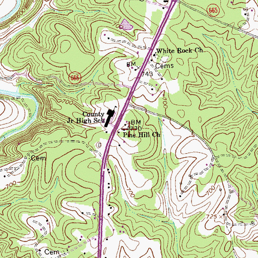 Topographic Map of Pine Hill Church, VA