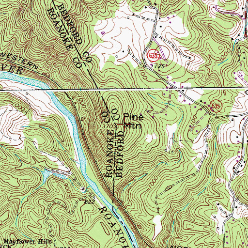 Topographic Map of Pine Mountain, VA