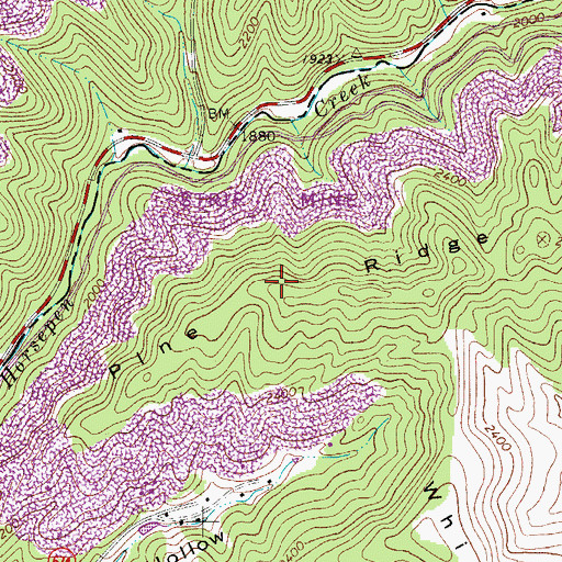 Topographic Map of Pine Ridge, VA