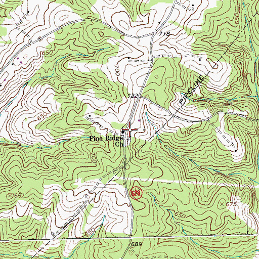 Topographic Map of Piney Ridge United Methodist Church, VA