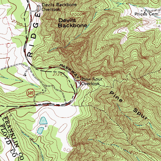 Topographic Map of Pine Spur Overlook, VA