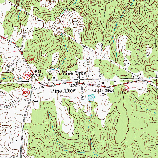 Topographic Map of Pine Tree, VA