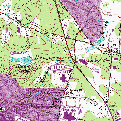 Topographic Map of Piney Branch, VA
