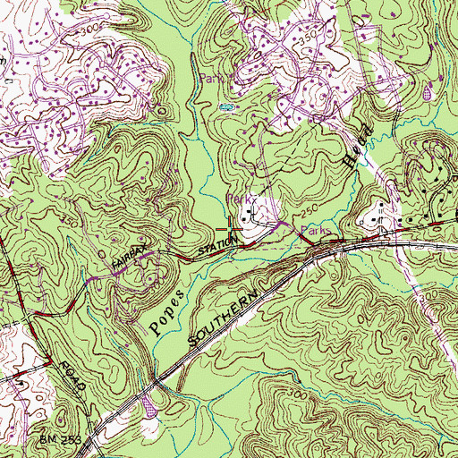 Topographic Map of Piney Branch, VA