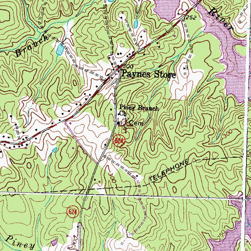 Topographic Map of Piney Branch Church, VA